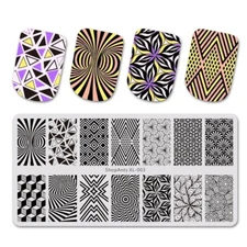 Nail Art Stamping Plate Image Decoration Flowers Geometric Swirls Zigzags (XL03)