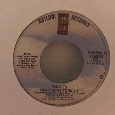 EAGLES       45   SINGLE ,  HEARTACHE TONIGHT  / TEENAGE  JAIL