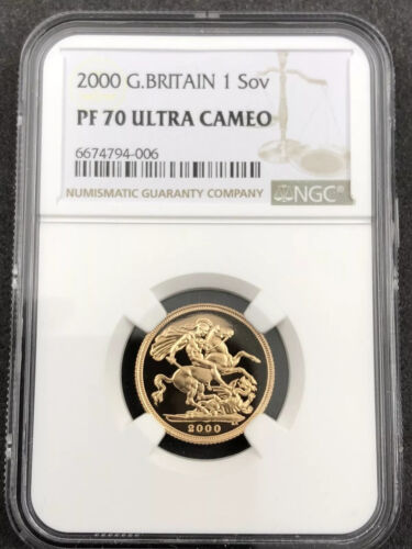 Millenium 2000 Britain 1 Full Sovereign 0.917 Fineness Gold 7.9881g NGC PF 70 UC