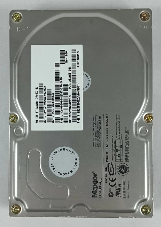 Maxtor 60GB IDE 3.5" Hard drive Disk IDE D740X-6L MX6L060J3 Parts Or Repair - Image 2 of 4