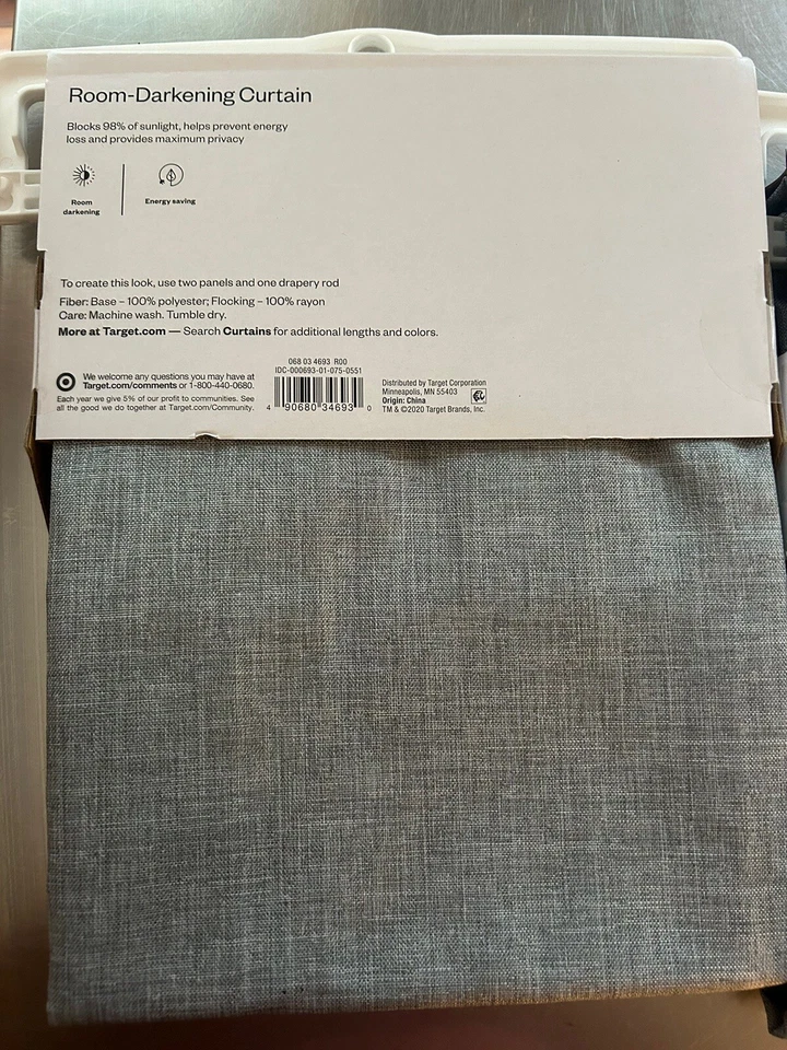 Room Essentials Room Darkening Curtain - Gray - 42"x84” New 4 Panels Rod Pocket - Image 4 of 4