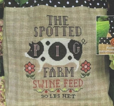 PIG FEED SACK--Spotted Swine--Country-Farm--Flowers-Counted Cross Stitch Pattern