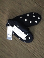 JACADI NAVY BLUE W/ METALLIC DOTS KNIT FLEECE-LINED MITTENS  SIZE T2