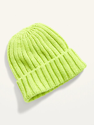 Old Navy Kids Gender-Neutral Chunky Sweater-Knit Beanie Hat Green Size S/M L/XL
