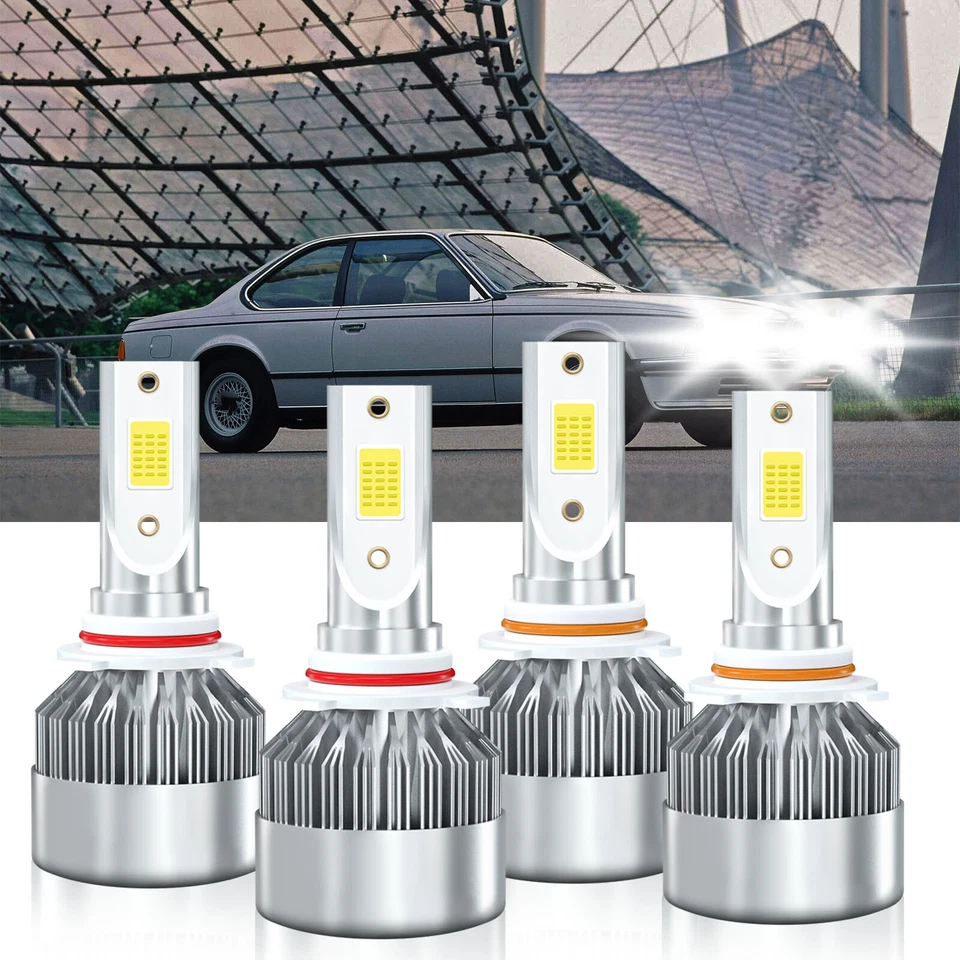 4x Kit de faros LED 9005+9006 haz alto/bajo 6000K para BMW L6 1987-1987 Foto 2 de 4