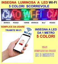 INSEGNA WI-FI LUMINOSA COLORE SCORREVOLE LED PROGRAMMABILE PANNELLO PUBBLICITA'