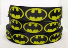 Batman Logo on 7/8" Grosgrain Ribbon YOUR CHOICE: 5 or 10 Yards Suoer Hero 