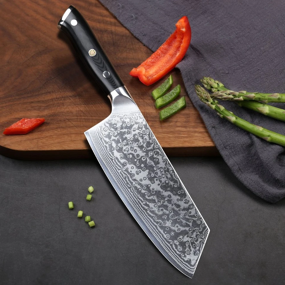 Cuchillo Cuchilla 7.5 pulgadas Japón VG10 Damasco Acero Chef Cocina Carne Verduras Cuchillo Foto 4 de 4