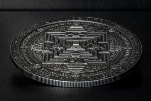 Kalachakra MANDALA Archeologia Simbolismo 3 Oz Moneta d'Argento Mongolia 2019 - Foto 4 di 5