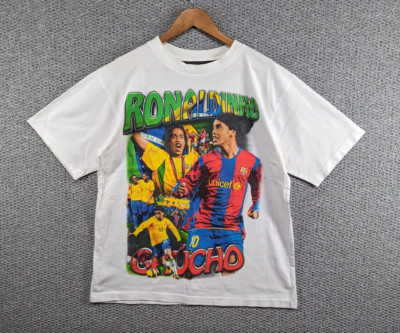 Marino Morwood Ronaldinho #10 Limited Edition Graphic Print White T-Shirt Tee L