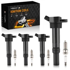 Ignition Coil Pack and Iridium Spark Plug Set of 4 For Hyundai Kia UF651 97390