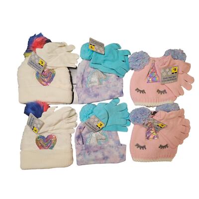 Adorable Girls' Mittens and Hats Set - 6 Pairs - Soft and Cozy