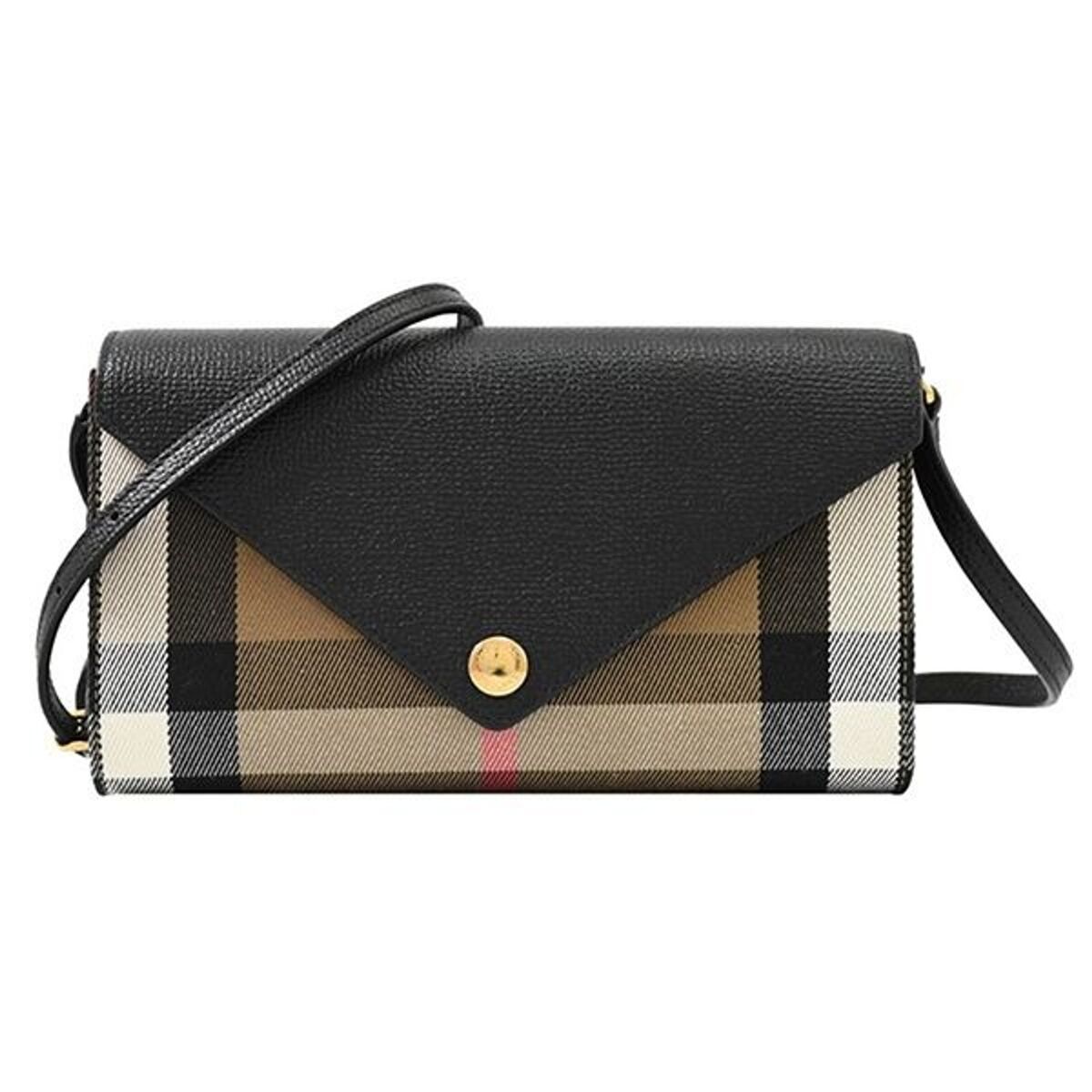 $910 NWT BURBERRY HANNAH BLACK LEATHER CANVAS CHECK SHOULDER $910 NWT BURBERRY HANNAH BLACK LEATHER CANVAS CHECK SHOULDER