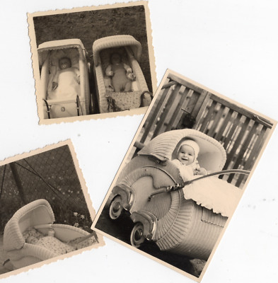 122/544 FOTO 3 x  ALTE ZEITEN KLEINWAGENBESITZER KINDERWAGEN OLDTIMER COOLER TYP