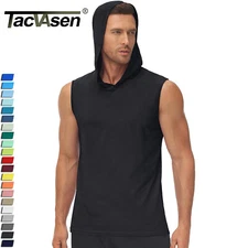 Men's Hoodie Sleeveless Muscle Shirts Gym Workout Casual Running Sport Summer T