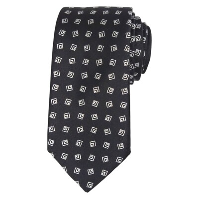 JOSEPH ABBOUD Black Label Mens Silk Tie 3.0 Black Silver Diamonds Necktie ITALY