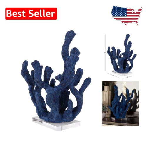 Polystone Blue Coral Decorative Sculpture - Textured Coastal Accent for Home