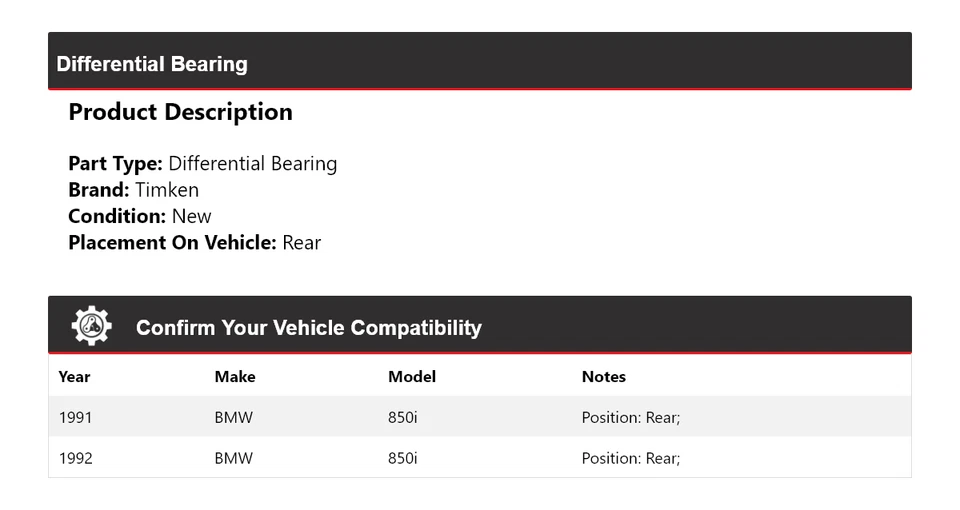 Rolamento diferencial traseiro Timken BMW 850i 1991-1992 - Imagem 2 de 4