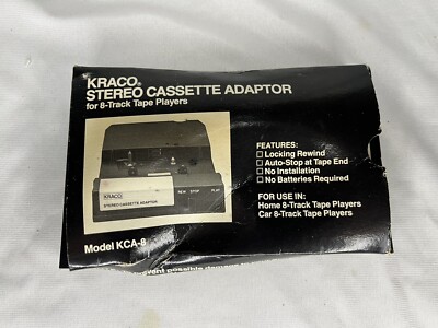 Vintage KRACO Stereo Cassette Adapter for 8 Track Tape Player Model KCA-8 In Box