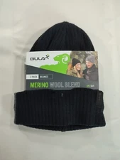 2 PACK BLACK/GREY - Unisex Bula Merino Wool Blend Thermal Beanies Winter Hats