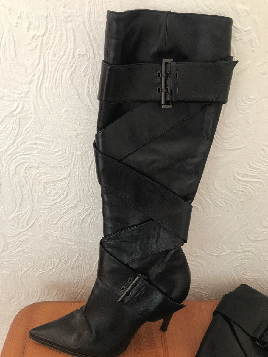 Black leather ladies clearance boots size 6