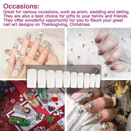 500pcs Fashion Manicure Full Cover Natural False Nails Fake Tips Tool Assortment - Picture 11 of 12