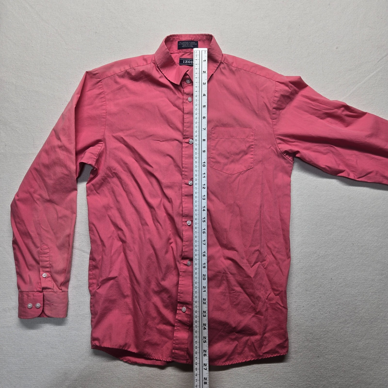 IZod Solid Pink Long Sleeve Collared Button Up Sh… - image 6