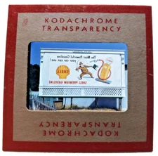Kodachrome Red Border Slide | *1949* SHELL PREMIUM GASOLINE Billboard Sign Ad