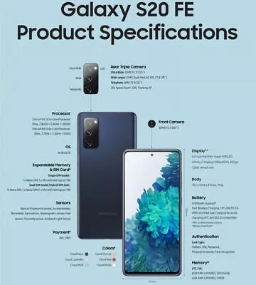 Samsung Galaxy S20 FE G781V 5G 128GB VERIZON Unlocked Smartphone Open Box A+ US Samsung Galaxy S20 FE G781V 5G 128GB VERIZON Unlocked Smartphone Open Box A+ US