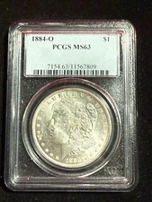 1884 O MORGAN DOLLAR PCGS MS63