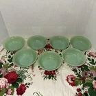 7 VTG Glass Fire king  Jane ray  Ribbed sides Jadeite Green 5" Berry Bowls