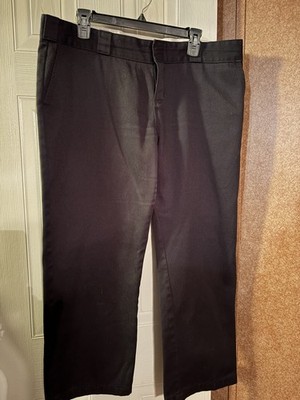 Dickies Women's Black Work Pants Straight Leg Polyester Cotton Pockets