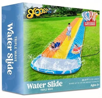 XXL 3er Wasserrutsche 6,8m Triple Slide Garten Wasserspiel mit 3 Boards Neu