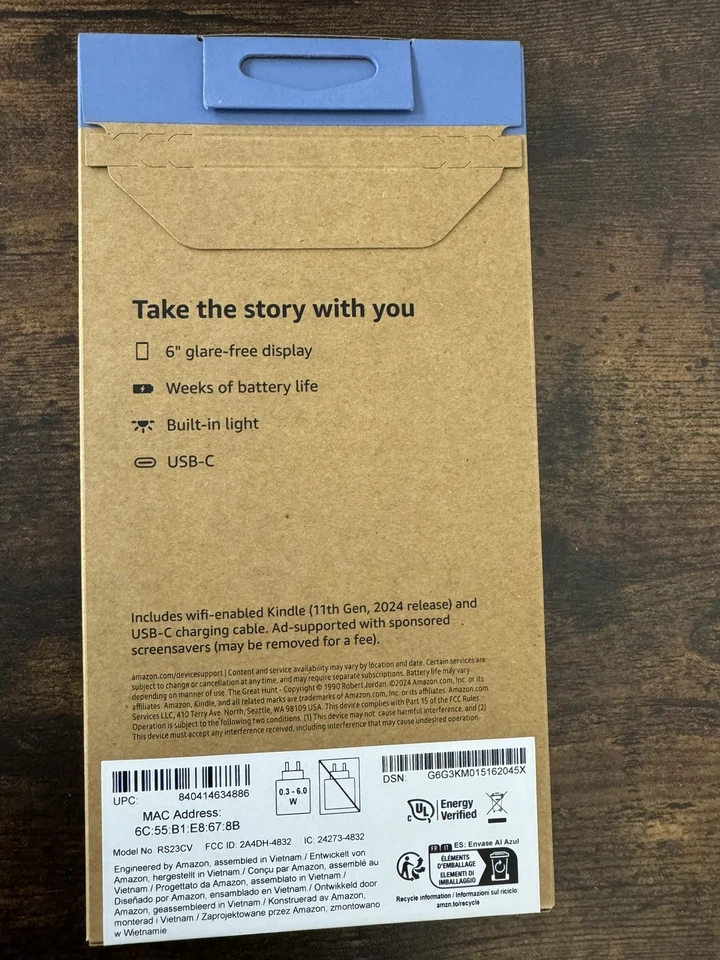 Amazon Kindle E-Reader 6" 11th Gen 16GB Wi-Fi 2024 Black - NEW SEALED! - Image 2 of 3