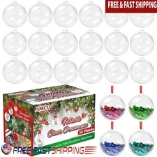 60 Clear Fillable Christmas Balls DIY Ornaments W/ Hanging Rope Decoration New