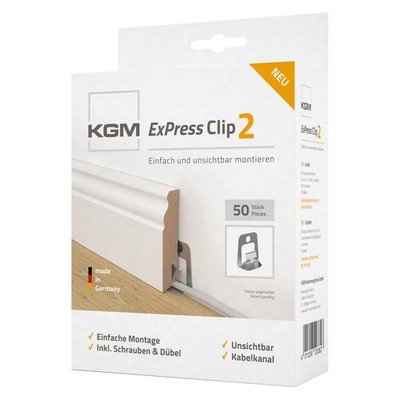 KGM ExPress Clip 2 Montageclip Set | Edelstahl inkl. Schrauben & Dübel 50 Stück