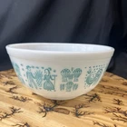 Vintage Pyrex  2-1/2 Qt Mixing Bowl #403 Amish Butterprint Turquoise Rooster