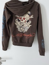 Ed Hardy by Christian Audigier Damen Zip-Hoodie Gr. M / braun / mit Kapuze