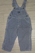 OshKosh B’gosh Toddler Train Engineer Striped Vestback Overalls Size 2T