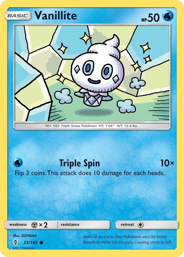 Vanillite 33/145 Common SM - Guardians Rising Pokemon Near Mint