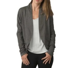 Prana Women  s Paradiso Wrap Open Front Cardigan Gray Knit Medium Cocoon Yoga