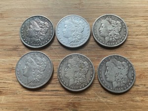 US Morgan Silver Dollars 6 coins Pre 1904 Circulated Condition Lot TUE 21