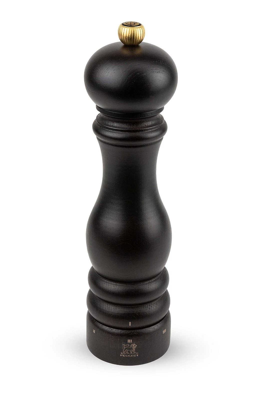 Adjustable Pepper Mill, Wooden Spice Grinder, Chocolate Finish, 22cm - 9in