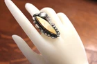 Vintage Navajo Sterling Silver Ring w/Mother of Pearl Size 6.25 - 10.0 Grams