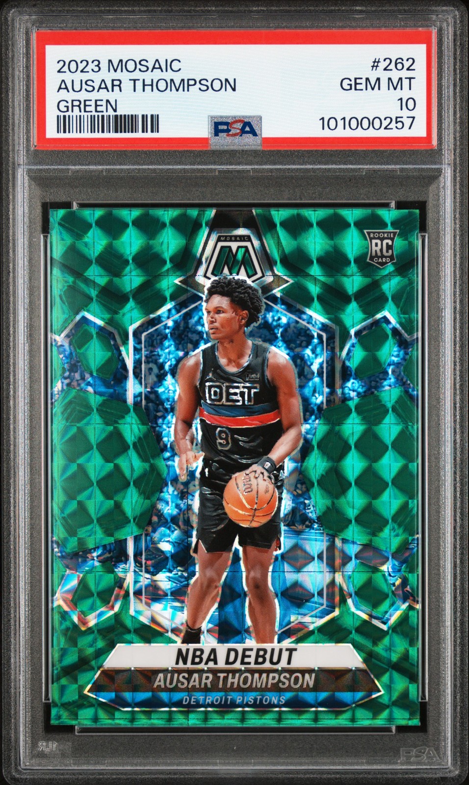 2023 PANINI MOSAIC GREEN #262 AUSAR THOMPSON PSA 10