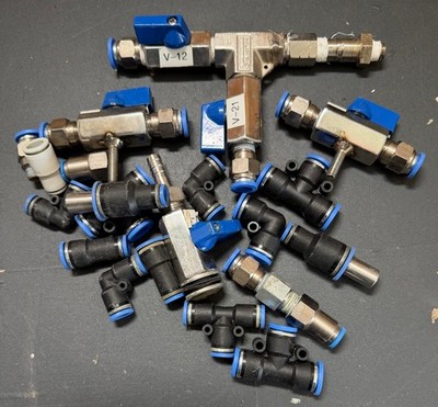 Konvolut Pneumatik Edelstahl Kugelhähne Push-in Fittings 1/4'' 316 NEUMO 