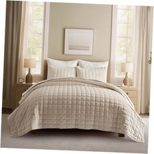 Pearl Velvet Quilt King Size King/Cal King 108" x 96" Box Stitch Birch