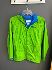 Columbia Rain Jacket Girls L 14-16 Bright Green Waterproof Youth Spring Coat