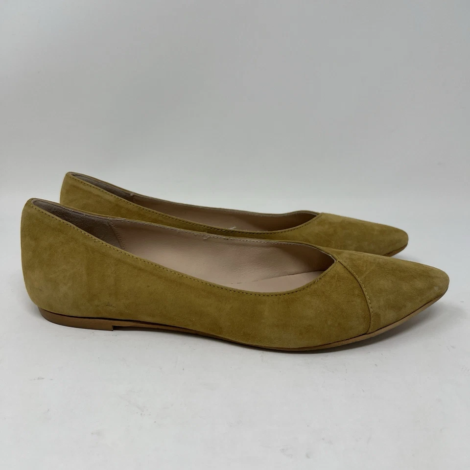 Zapatos planos de ballet Garnet Hill Adrian de cuero tostado punta en punta para mujer talla 6” Foto 2 de 4