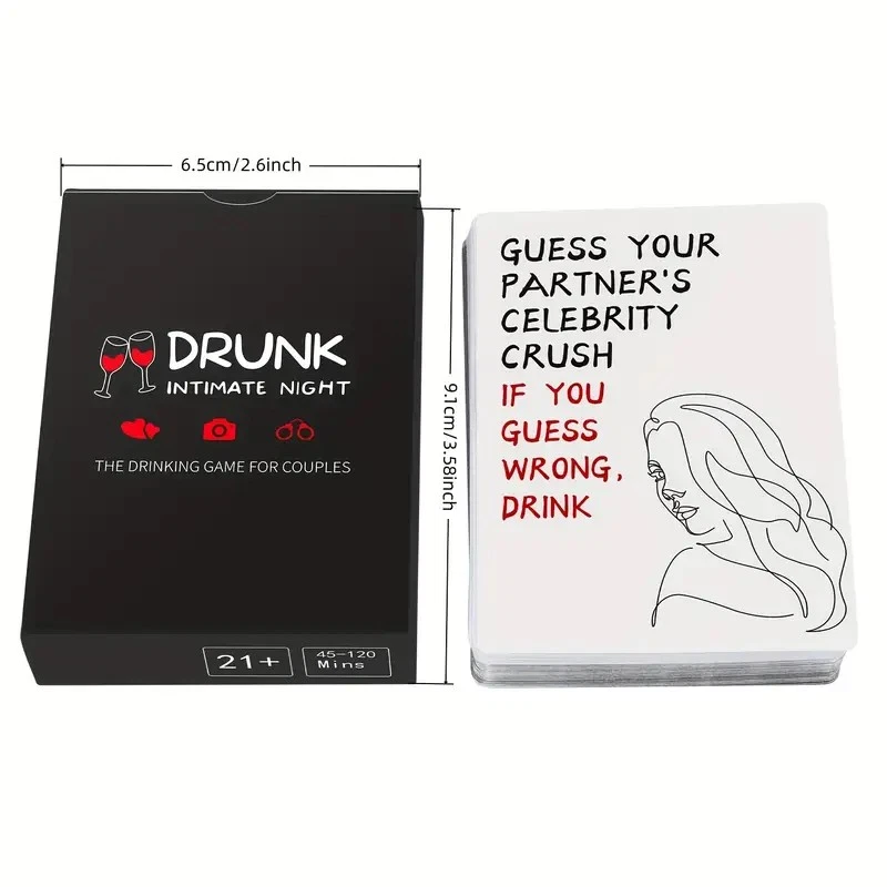 Box and cards with measurements and contents